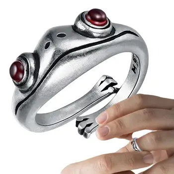 Évjárat Béka Gyűrű 925 Sterling Ezüst Megfelelő Béka Nyitva Gyűrűk Nők Vintage Aranyos Állat Ujj Gyűrű Ékszer Barátok