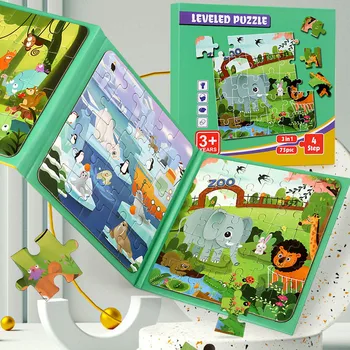 Összehajtható Mágneses Puzzle Gyerekeknek Educatinal Kirakós Könyv Kisgyermekek Utazási Játék Játékok 3 4 5 6 Éves Fiúk, Lányok