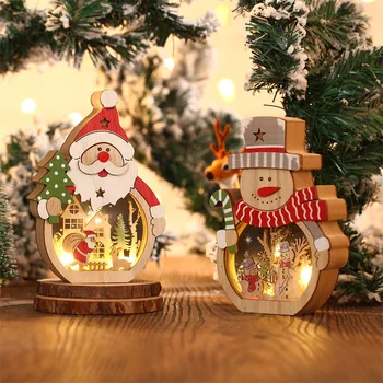 Új Karácsonyi dekoráció LED világító Mikulás fából készült Karácsonyi díszek a hotel ablak elrendezés