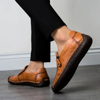 Valódi Bőr Férfi Alkalmi Cipő, Kényelmes Mens Cipők Magas Minőségű Designer Cipő Férfi Slip-Mokaszin Zapatos Hombre