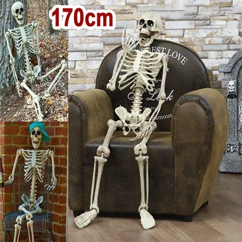 40-170cm Szimuláció Halloween Emberi Csontváz Szelleme Fesztivál Mozgatható Koponya Dísz Halloween Party Dekoráció, Kellékek Csontváz