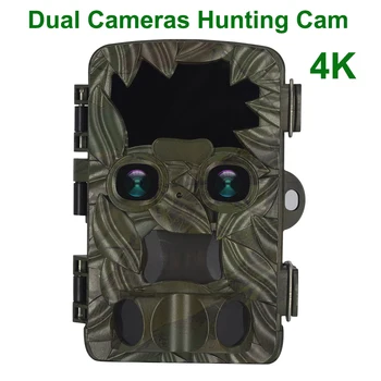 A HD-4K Vadászat Kamera Kettős Lencse Infravörös éjjellátó Nyomvonal Cam Vízálló Vadon élő Állat Monitoring Fotó Csapda