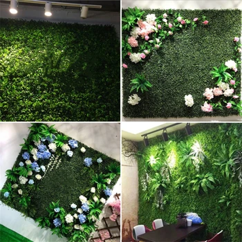 A zöld Növények Mesterséges Fal 3D-s Háttér Dekoráció, Műanyag Fű, Levél Hivatal Kerti Dekoráció Növény, Virág Fal