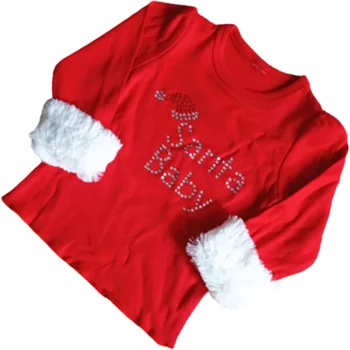 Baby T-shirt Csecsemő Lányok Karácsonyi Hosszú Ujjú Felsők 12M, hogy 2T Santa Baba Ruha Jelmez Ruha puha pamut Póló Ruha