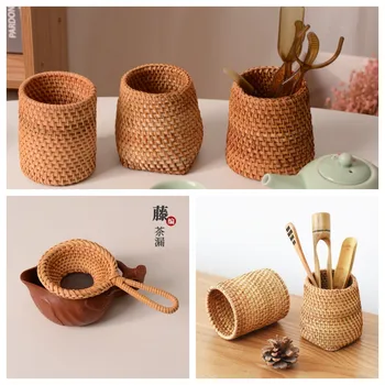 Bambusz Tea Strainers Teaszertartás Edények Asztal Dekoráció Teaware Konyhai Eszköz Japán Rattan Fából Készült Tea Levelek Tölcsér Tartozékok