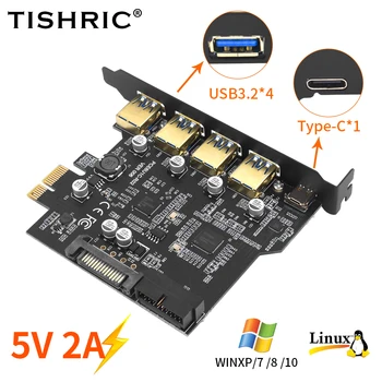 TISHRIC ÚJ, 4 Port USB3.2 C-TÍPUSÚ PCIE Bővítő Kártya PCI-E Vezérlő 5Gbps Támogatja a PCi-E X16 Hozzá A Kártya D720201 Ellenőrzés