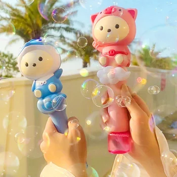 Töltés buborékfújó Gép A Gyermekek Teljesen Automata Vízálló Elektromos Aranyos Disznó Stick Mágikus Lány Szíve